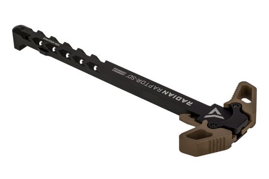 Radian Weapons Raptor SD Ambidextrous AR charging handle FDE is vented for suppressor use